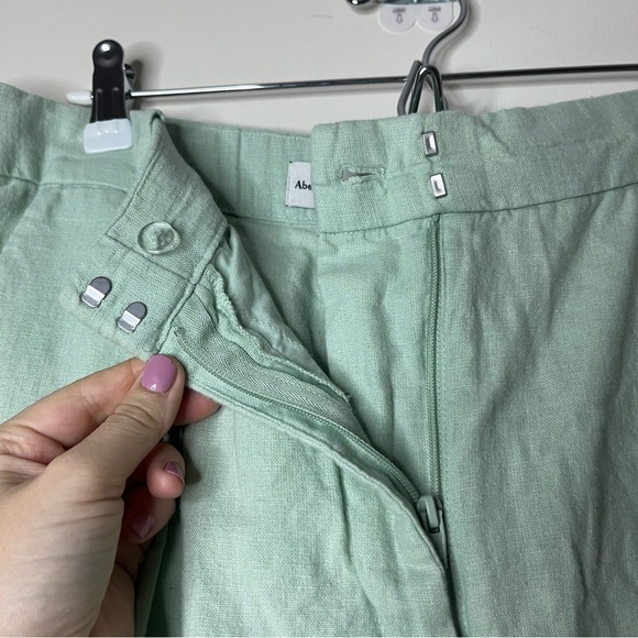 A+F Sloane Linen Blend Green Pleated Preppy Full Length Spring Summer Trousers - Picture 4 of 10